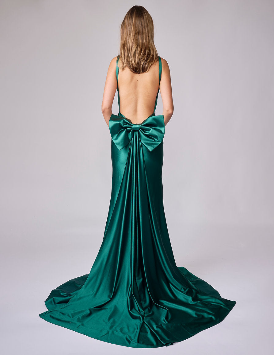Prom Dresses Formal Long Prom Dress - Pleated - Nina Canacci 9211 Emerald-Satin-9211-Pleated