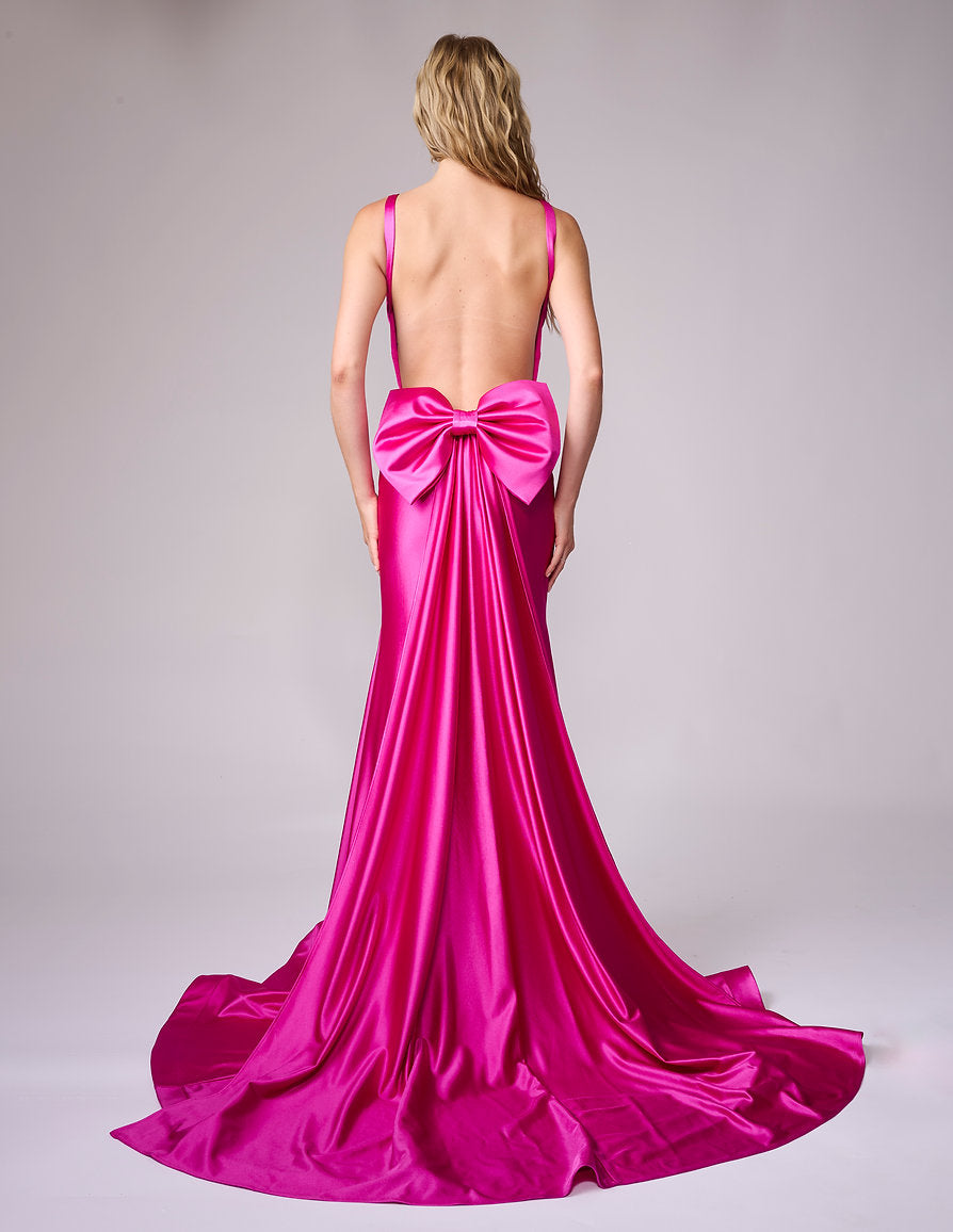 Prom Dresses Formal Long Prom Dress - Pleated - Nina Canacci 9211 Magenta-Satin-9211-Pleated