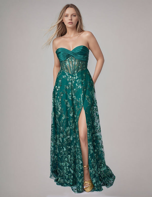 Long Formal A Line Corset Evening Prom Dress Nina Canacci 1599