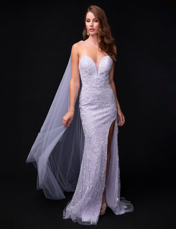 Nina Canacci 9152 Long Beaded Slit Prom Formal Dress