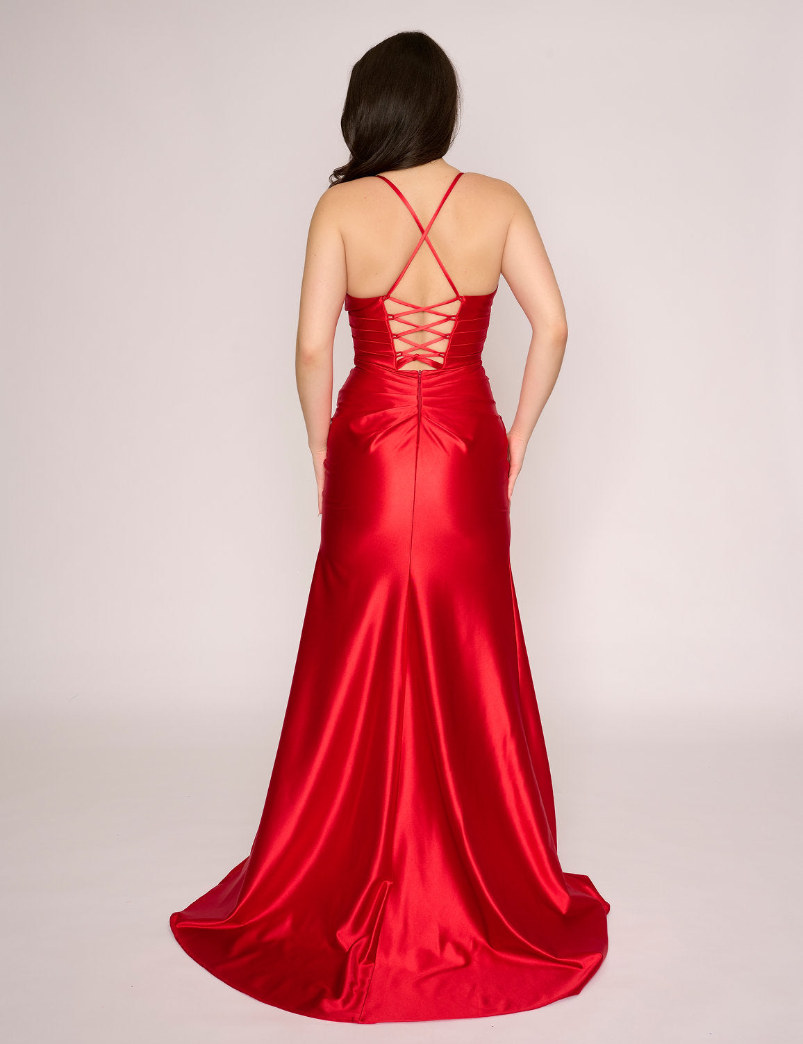 Nina Canacci 4426 Pleated Long Formal Slit Prom Dress