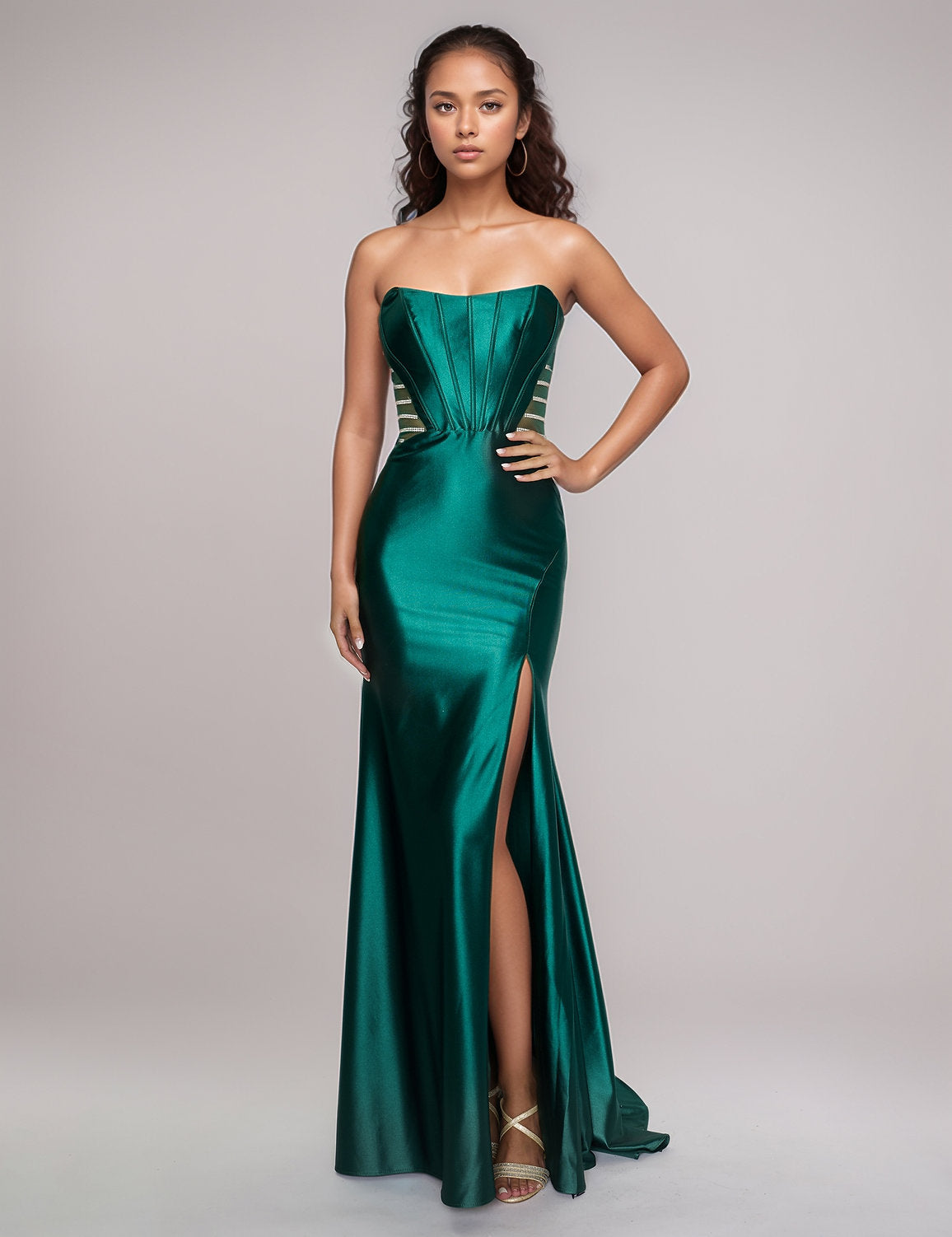 Nina Canacci 5307 Fitted Long Slit Formal Evening Prom Dress