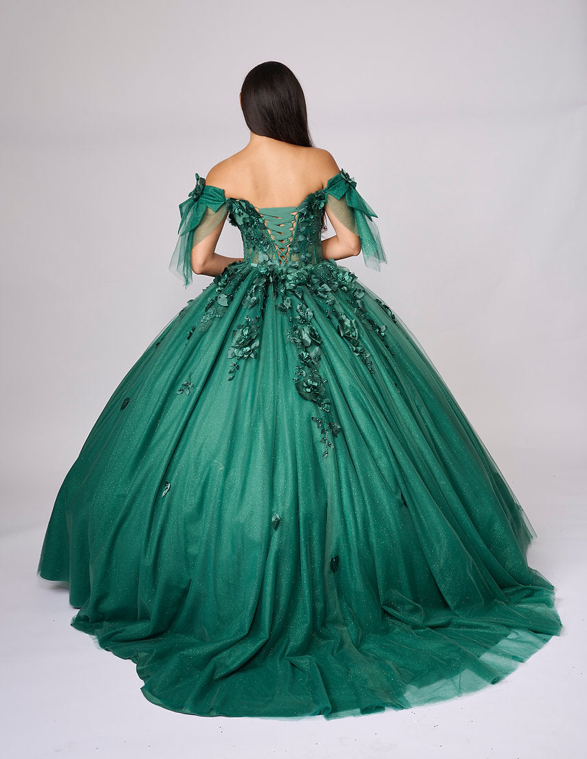 Quinceniera Dresses Long Floral Ball Gown Quinceniera Dress Nina Canacci Q2029 Emerald