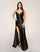 Prom Dresses Pleated Long Formal Slit Prom Dress Black