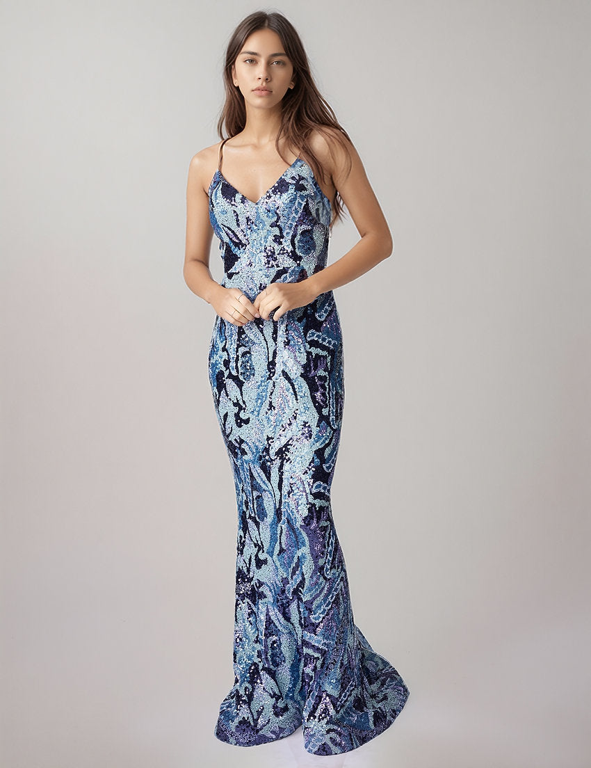 Prom Dresses Long Evening Formal Sequin Prom Dress Nina Canacci 6719 Navy Blue
