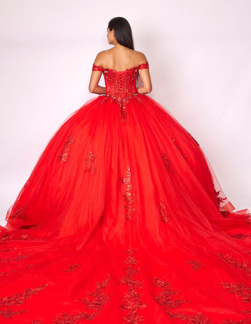 Quinceniera Dresses Long Ball Gown Beaded Quinceniera Dress Nina Canacci Q136 Red