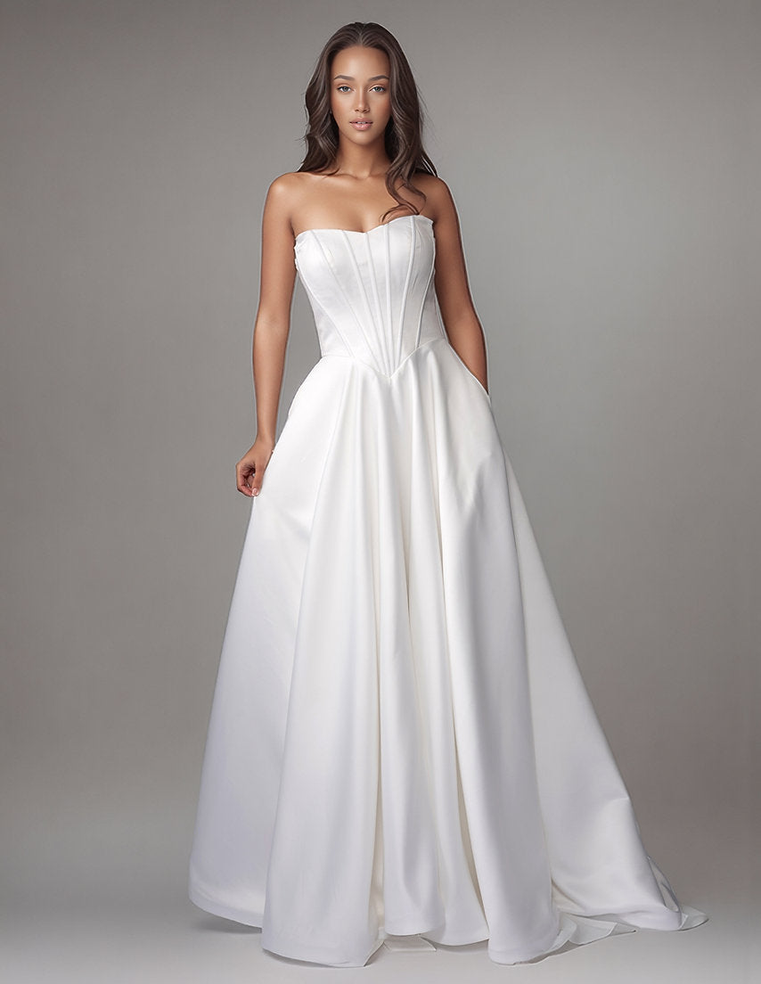 Wedding Dresses Long A Line Corset Wedding Dress Nina Canacci 6727 Ivory