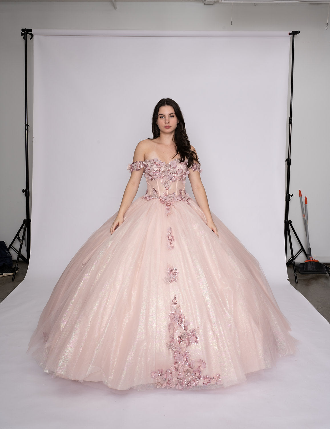 Nina Canacci Q116 Long Floral Ball Gown Quinceanera Dress