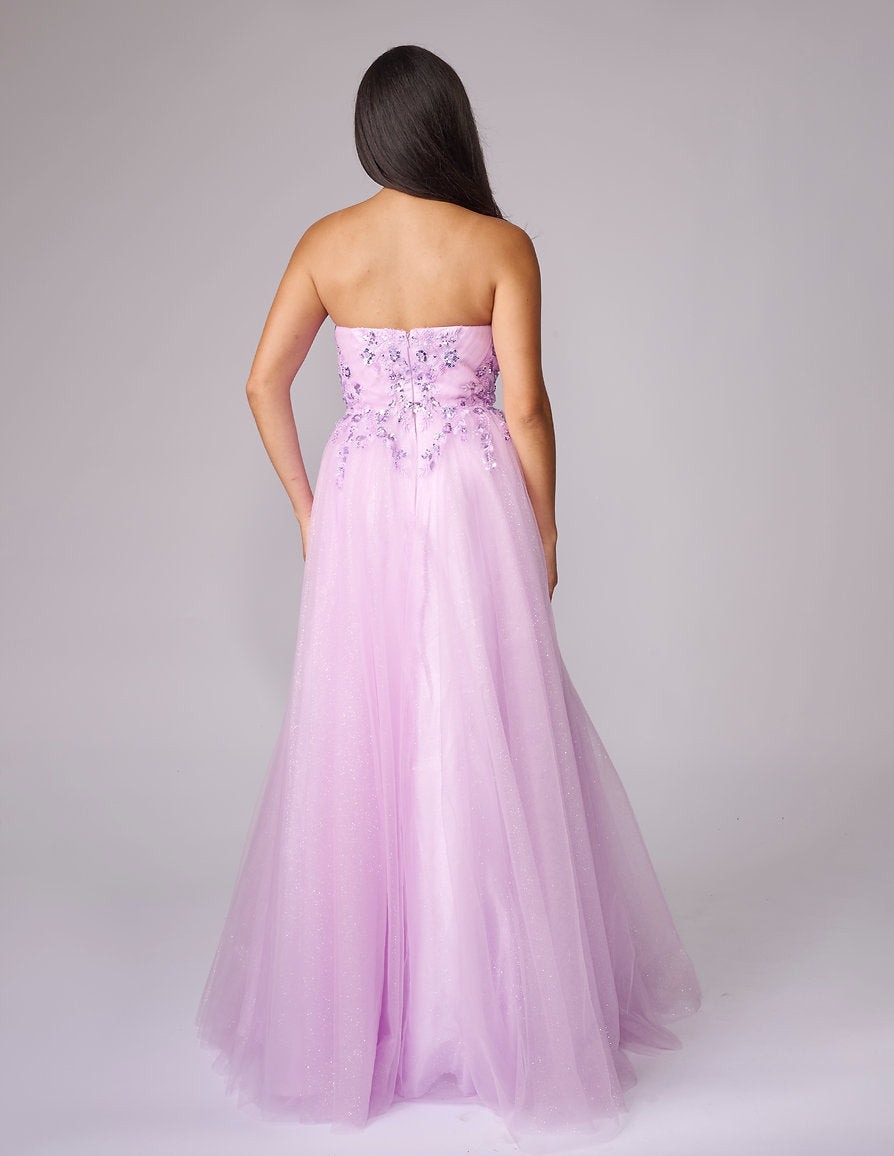 Prom Dresses Long Formal A Line Sequin Prom Dress - Beaded - Nina Canacci 8310 Lilac-Tulle-8310-Beaded
