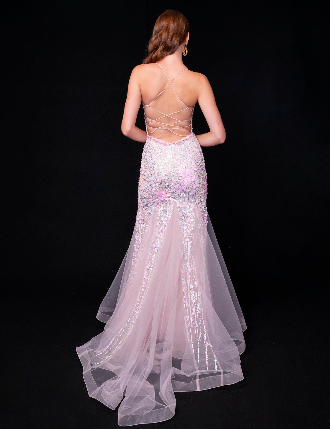 Nina Canacci 8232 Long Mermaid Sequin Prom Formal Dress