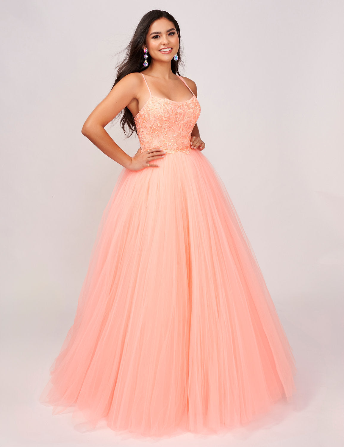 Nina Canacci 8245 Long Formal A Line Lace Prom Dress