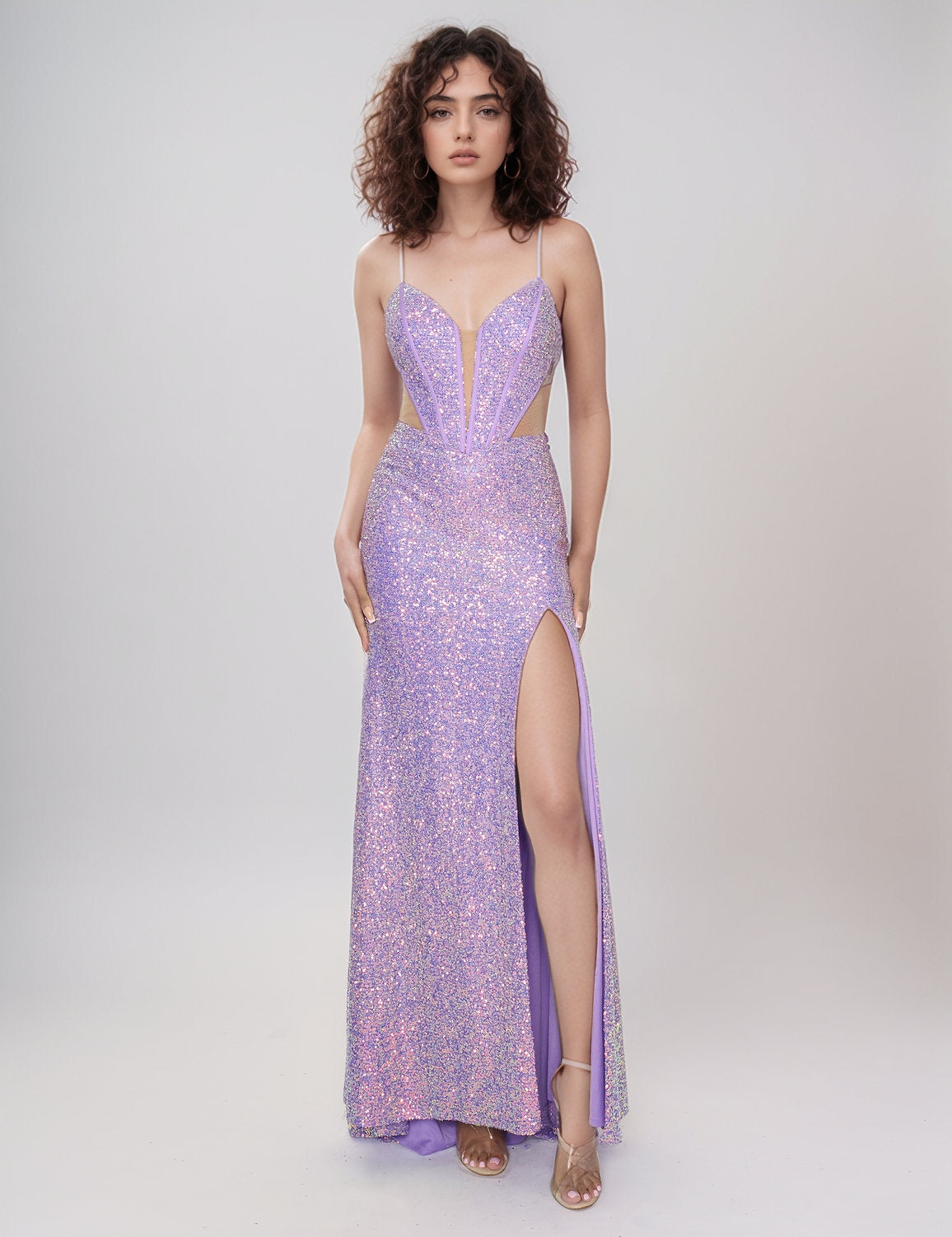 Nina Canacci 1584 Long Slit Formal Prom Sequin Dress