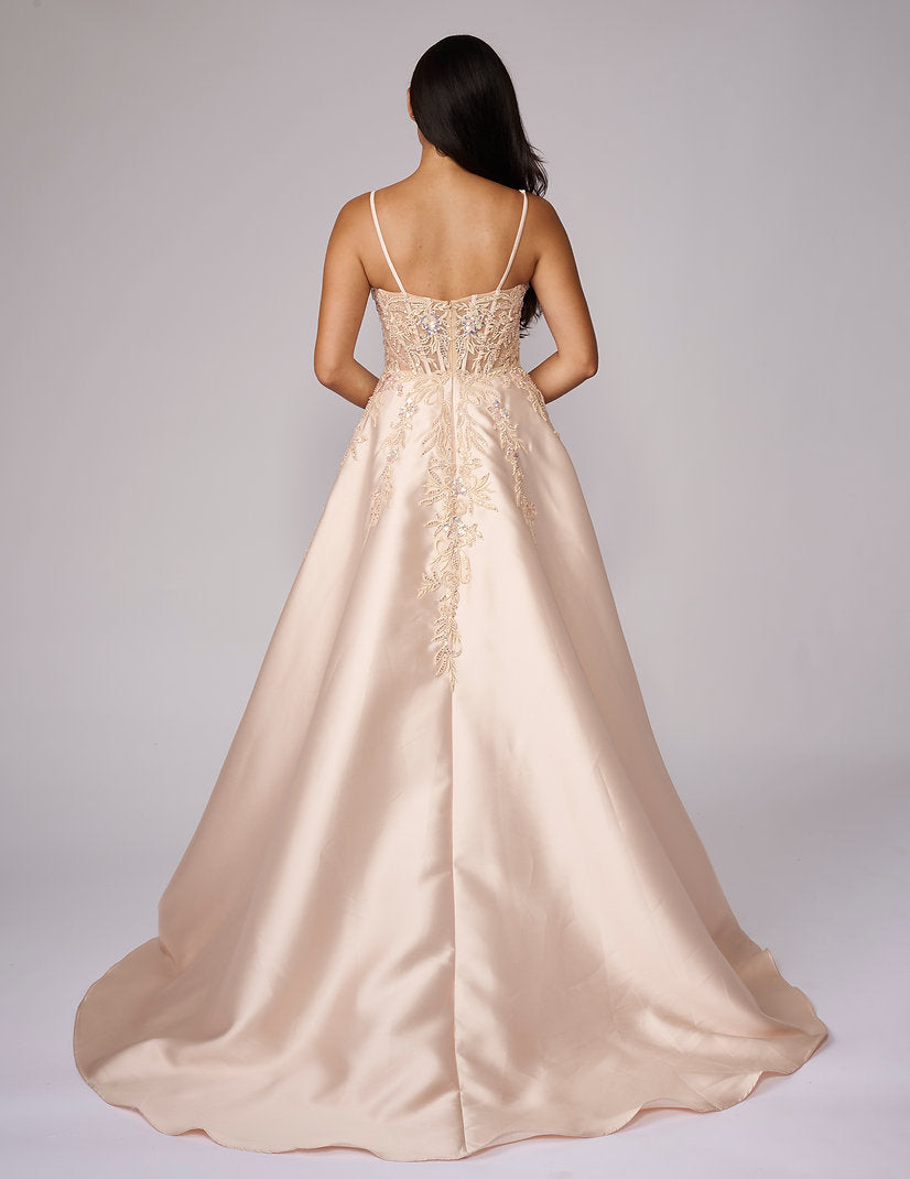 Prom Dresses Long Formal Lace Applique A Line Prom Dress Nina Canacci 3282 Champagne
