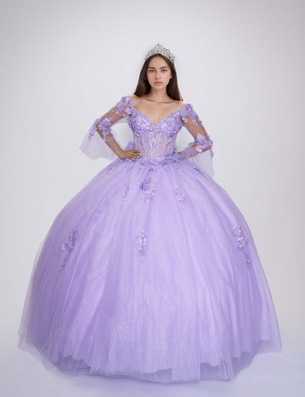 Nina Canacci Q132 Ball Gown Long Quinceanera Floral Dress