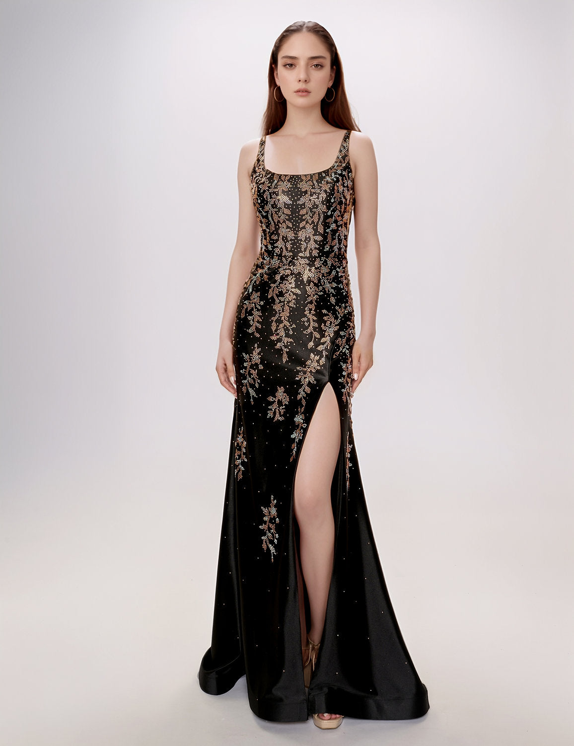 Nina Canacci 6633 Formal Long Slit Prom Metallic Dress