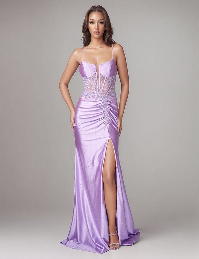 Prom Dresses Long Formal Corset Beaded Evening Prom Dress Nina Canacci 4450 Lilac