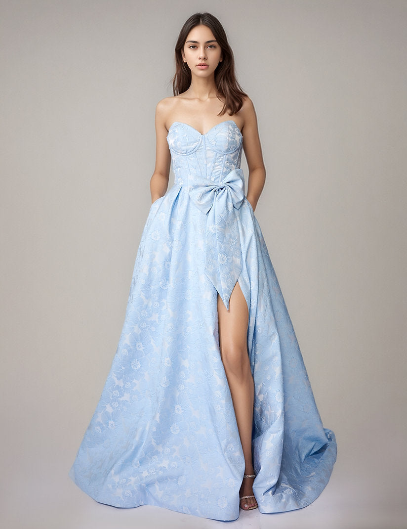 Prom Dresses Long Formal A Line Corset Floral Prom Dress Nina Canacci 3286 Ice Blue