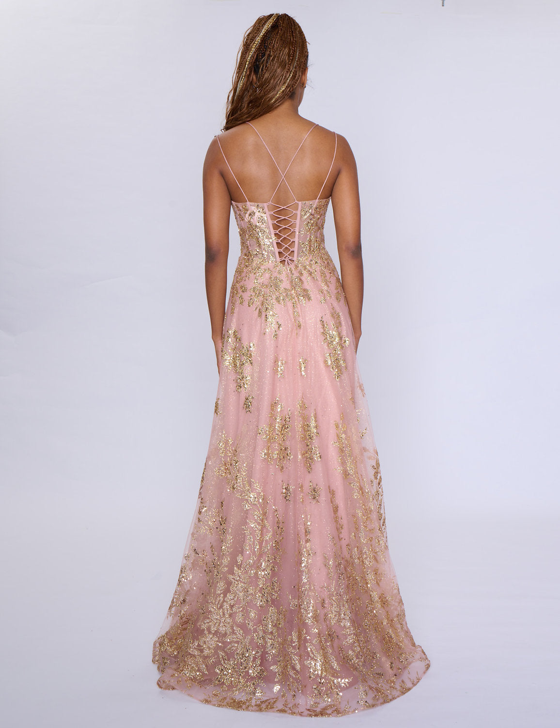 Nina Canacci 1589 A Line Long Formal Prom Glitter Dress