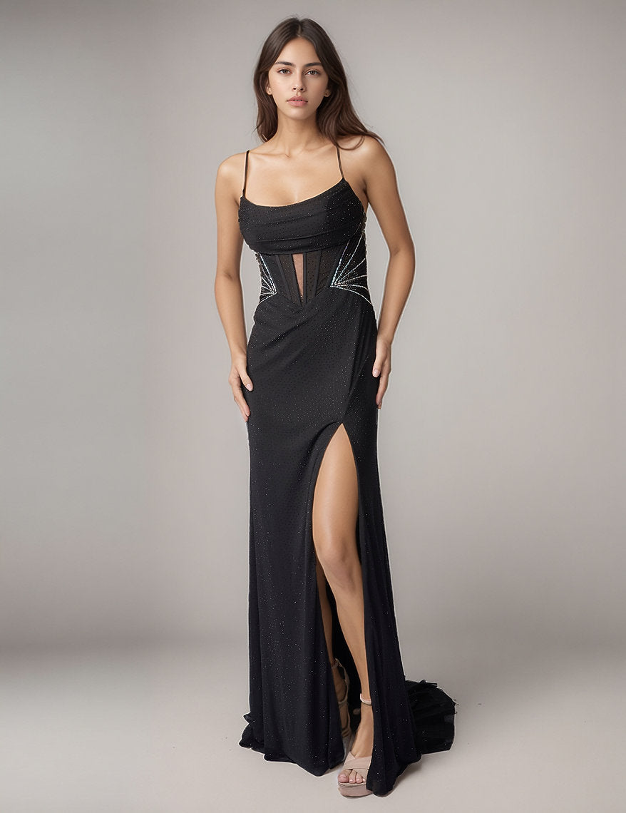 Prom Dresses Formal Long Slit Prom Dress Nina Canacci 1613 Black