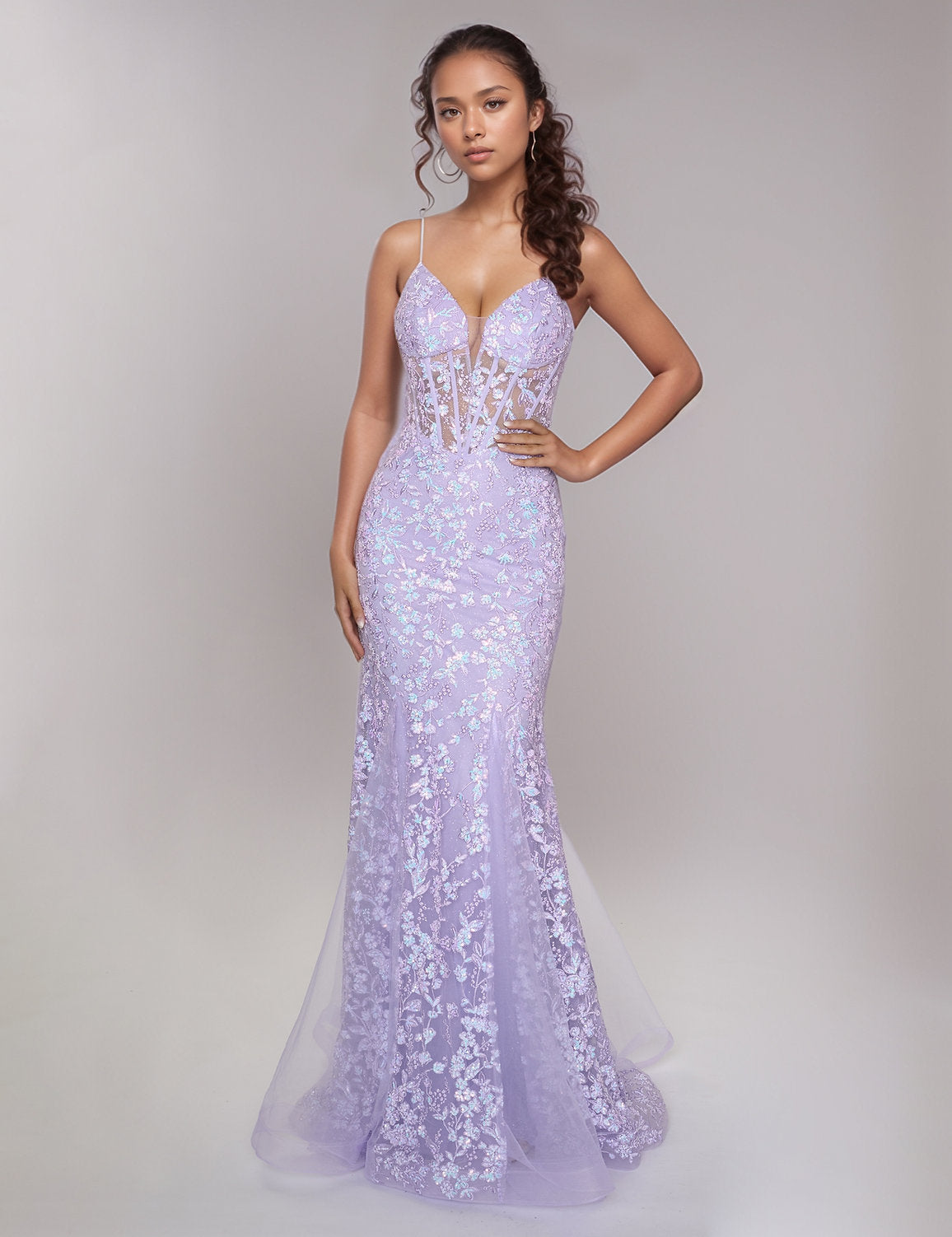 Nina Canacci 4434 Long Mermaid Formal Floral Prom Dress