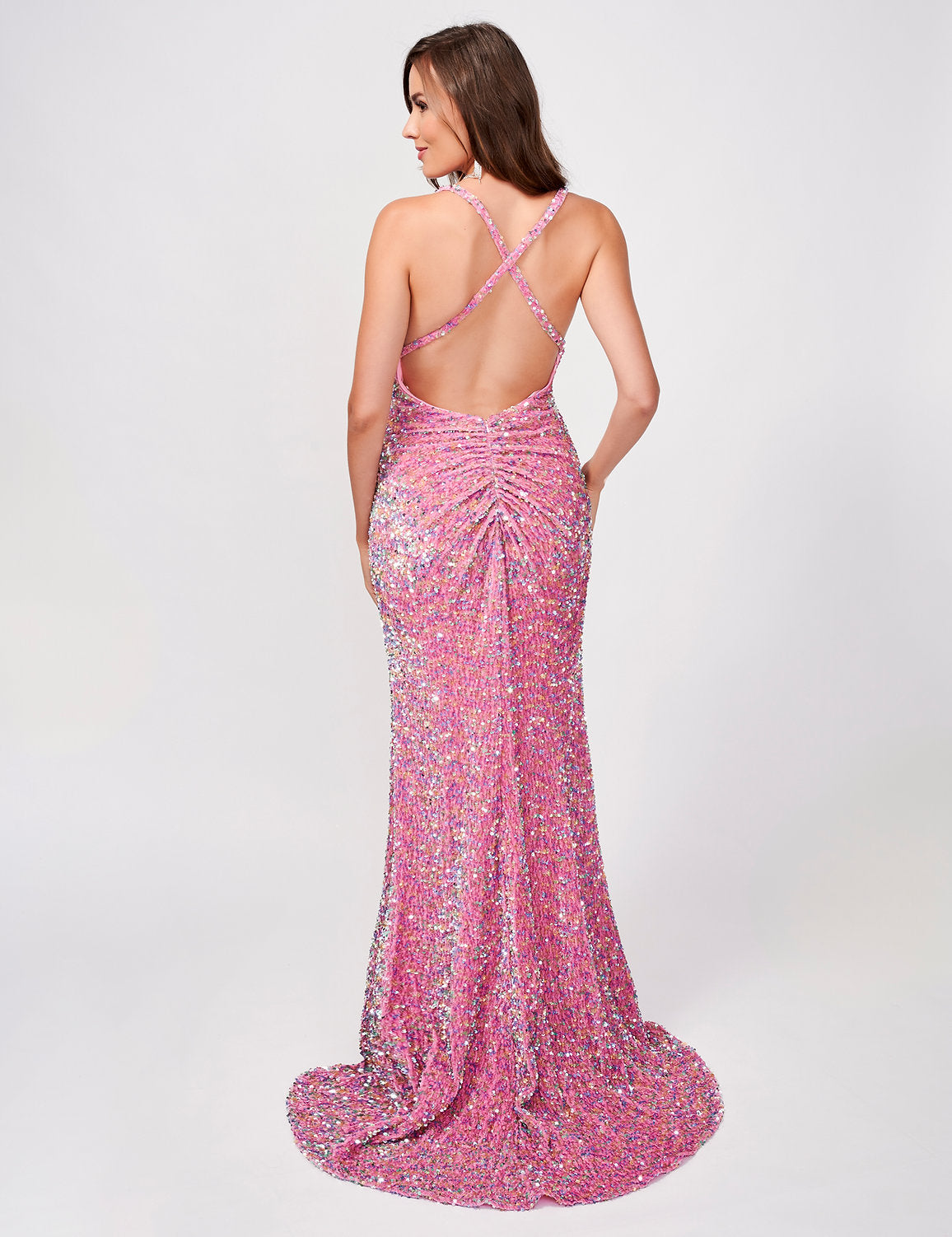 Nina Canacci 8233 Formal Long Sequin Prom Velvet Dress
