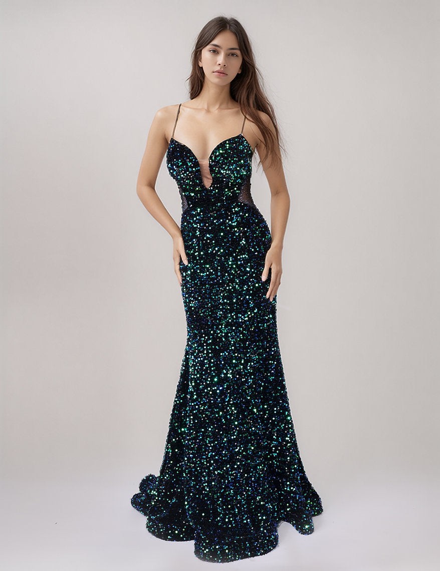 Prom Dresses Sequin Mermaid Long Formal Prom Dress Nina Canacci 1616 Black/Multi