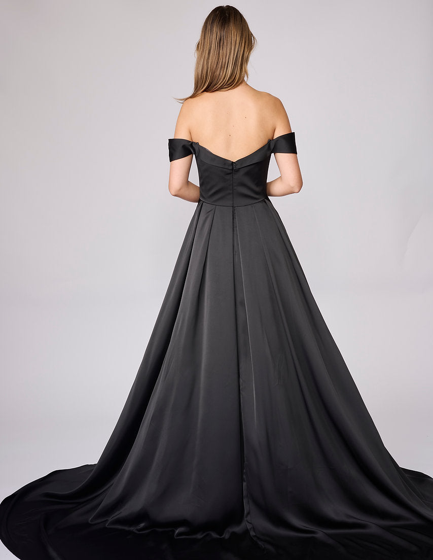 Prom Dresses Long A Line Formal Pleated Prom Dress Nina Canacci 6704 Black