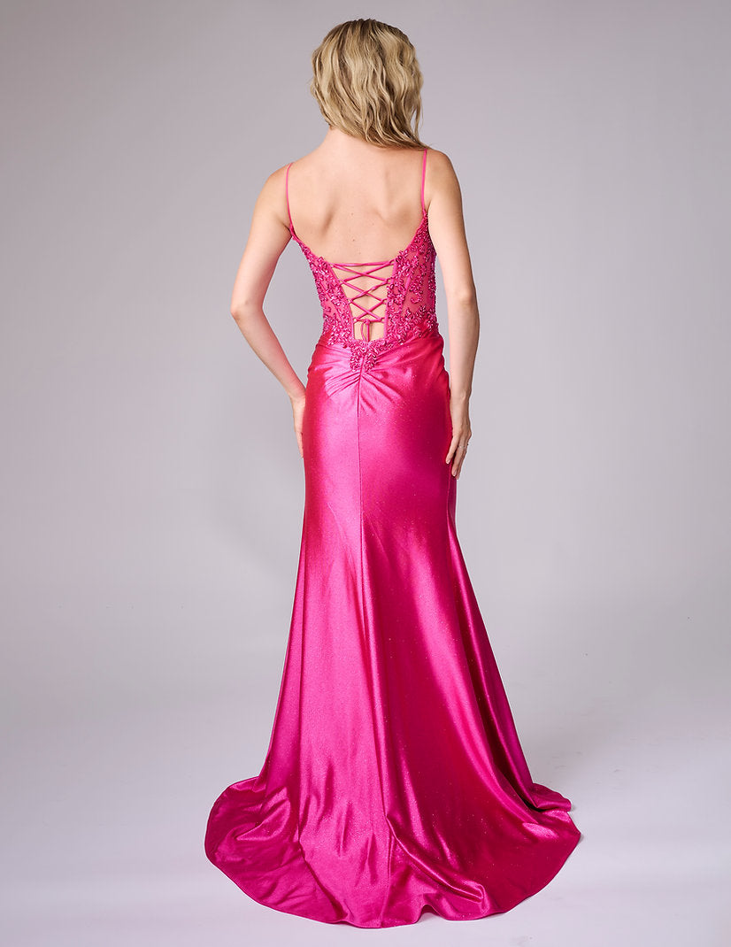 Prom Dresses Lace Applique Long Formal Mermaid Prom Dress Nina Canacci 4459 Fuchsia