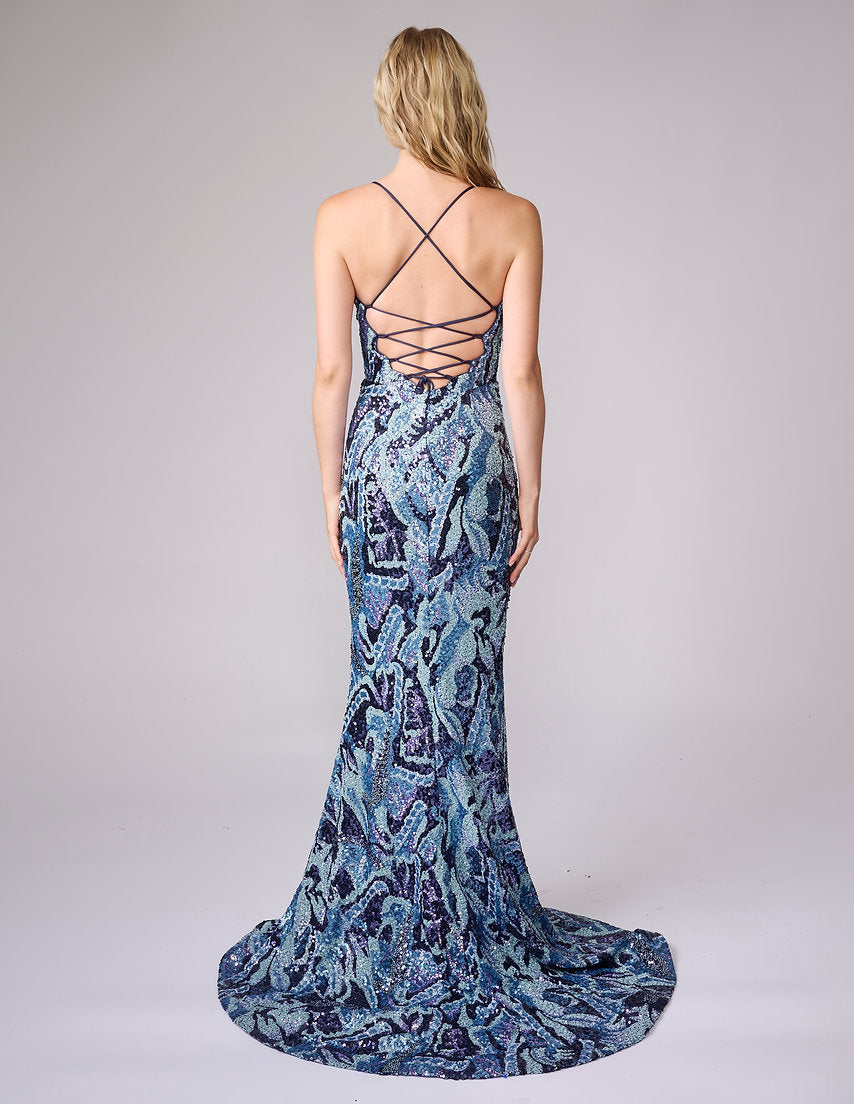 Prom Dresses Long Evening Formal Sequin Prom Dress Nina Canacci 6719 Navy Blue