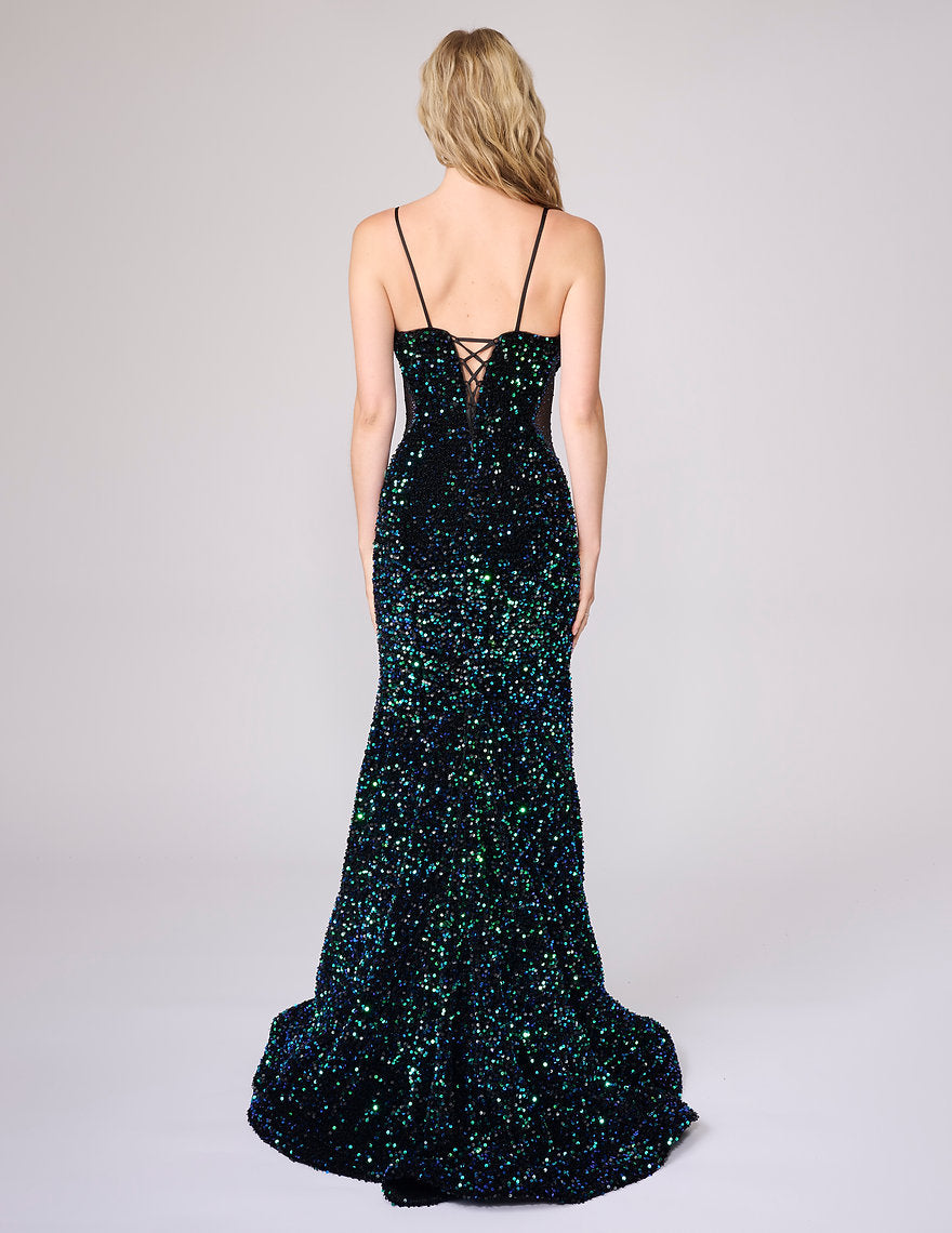 Prom Dresses Sequin Mermaid Long Formal Prom Dress Nina Canacci 1616 Black/Multi