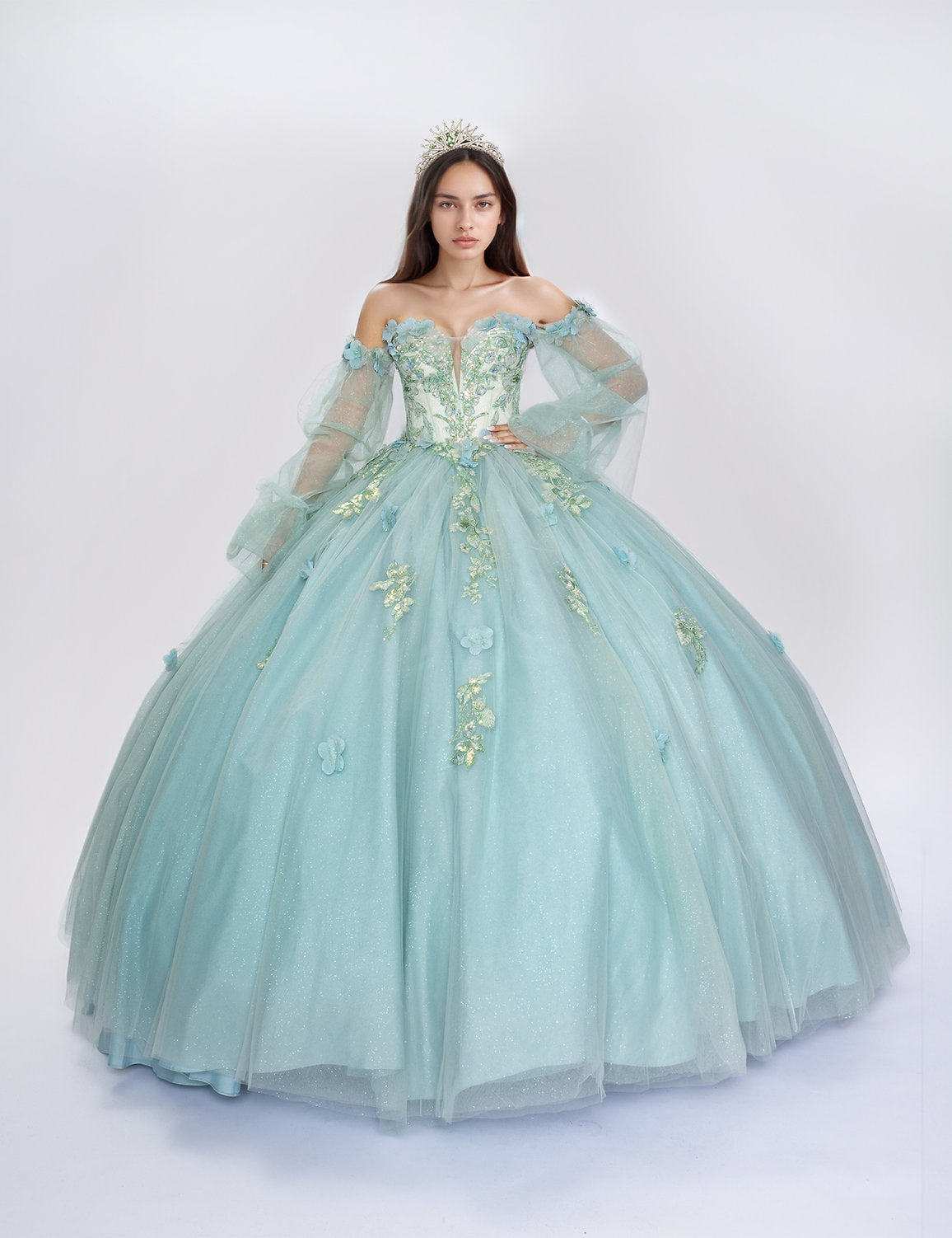 Nina Canacci Q121 Ball Gown Long Quinceanera Glitter Dress