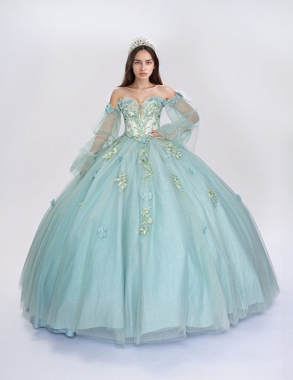 Nina Canacci Q121 Ball Gown Long Quinceanera Glitter Dress