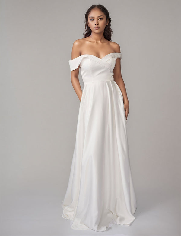 Long A Line Pleated Wedding Dress Nina Canacci 6704