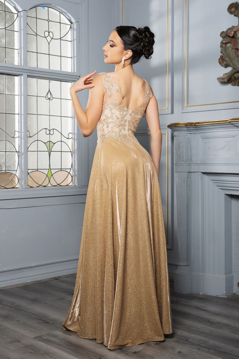 V-Neck Floor-Length Sequin Prom A-Line May Queen 2137