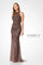 Formal Dresses Fitted Long Beaded Lace Formal Evening Dress Mocha