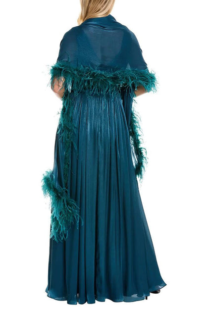 Mother of the Bride Dresses Long Sequin Feather Shawl Mother of the Bride Dress Teal