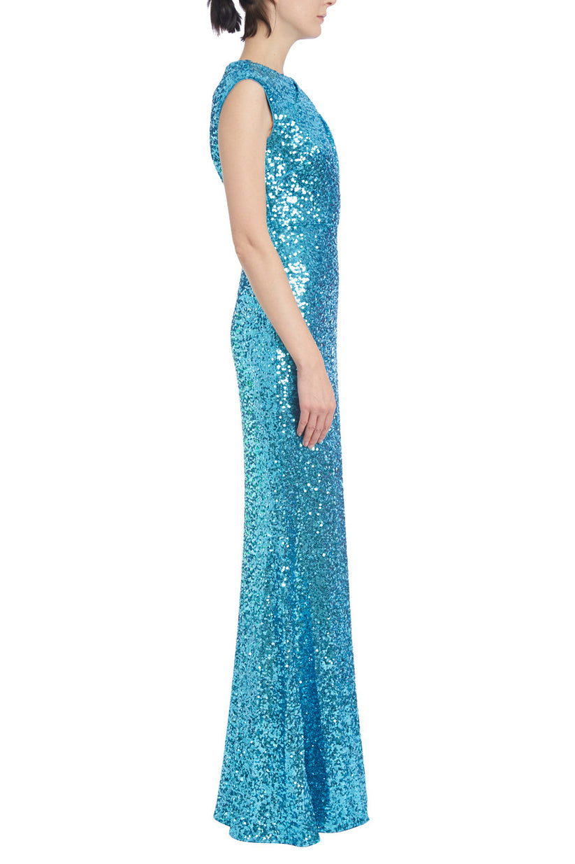 Badgley Mischka EG3841 Long Formal Sequined Mermaid Dress