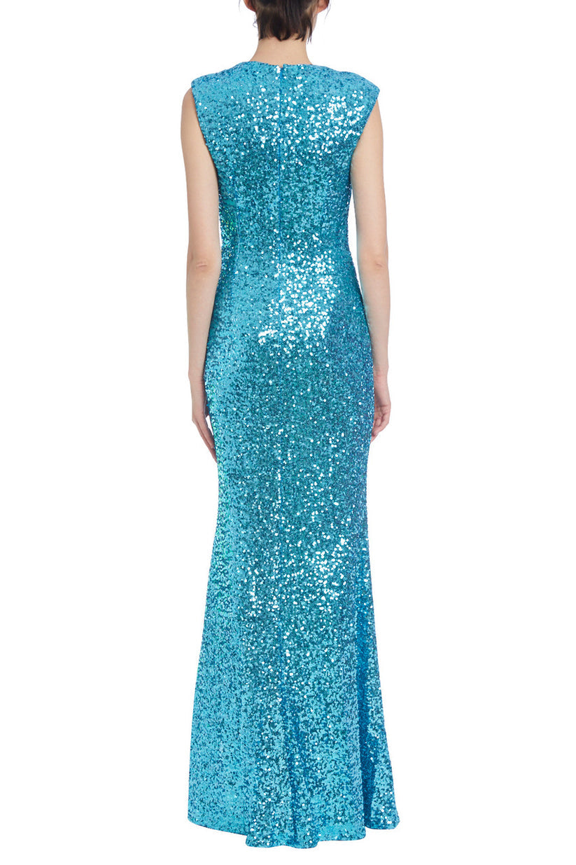 Badgley Mischka EG3841 Long Formal Sequined Mermaid Dress