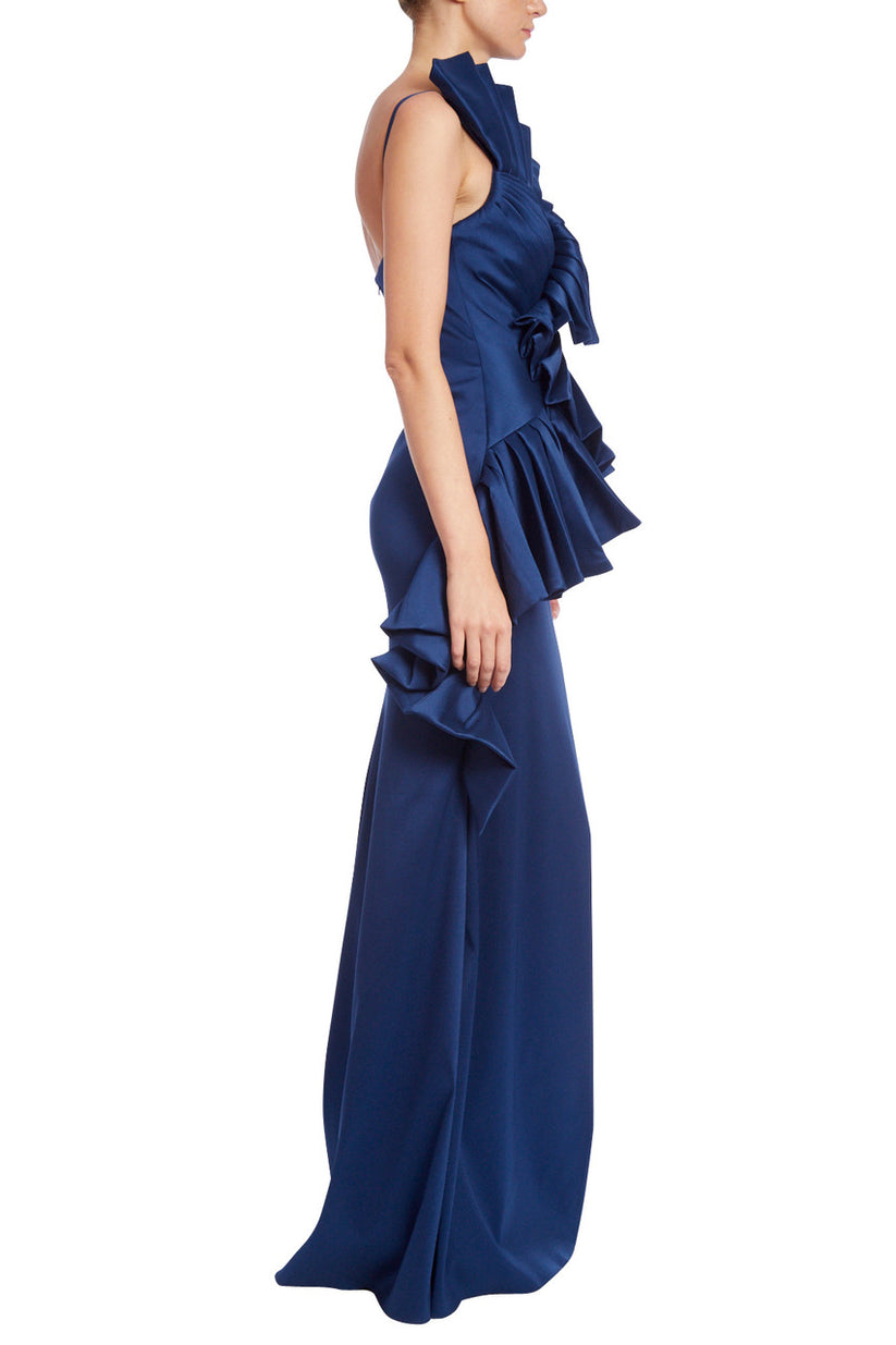 Badgley Mischka EG3856 Long Formal Pleated Evening Dress