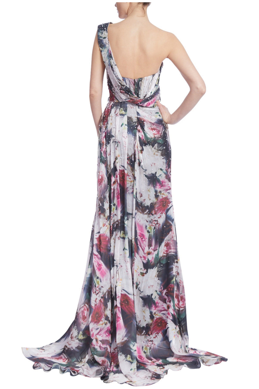 Badgley Mischka EG4089 Long Beaded Floral Formal Dress