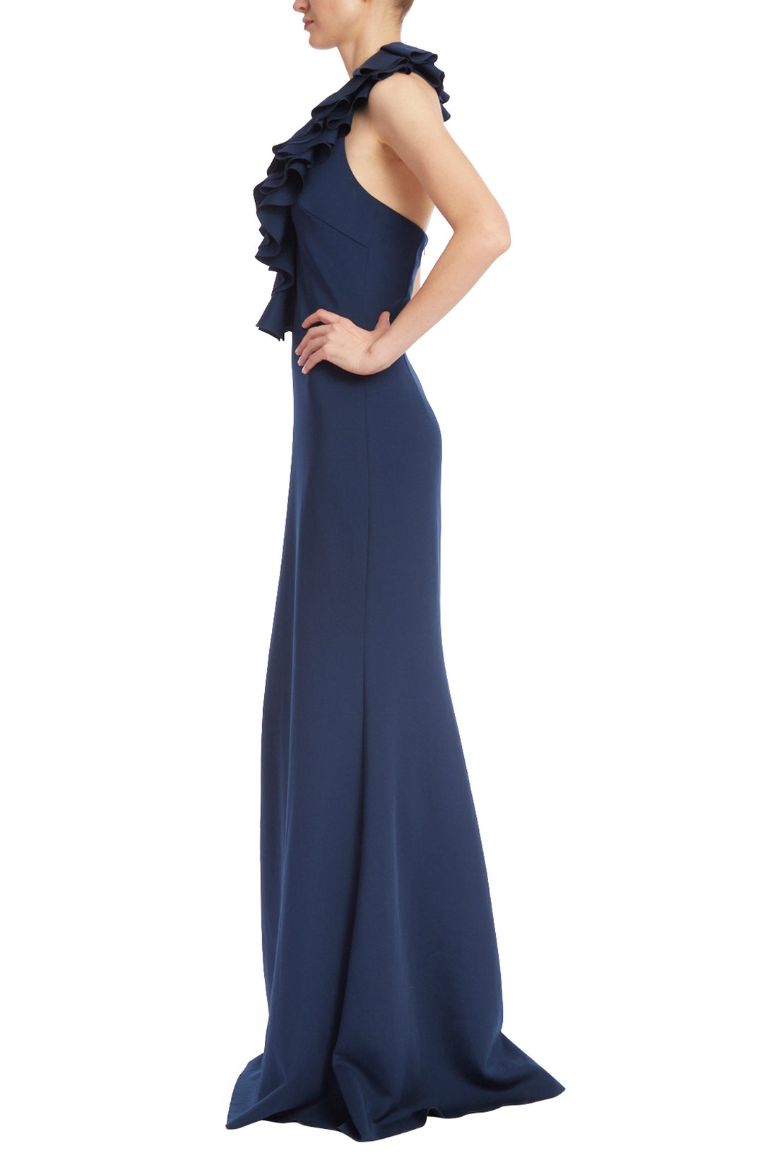 Badgley Mischka EG4165 Long Formal Ruffle Evening Dress