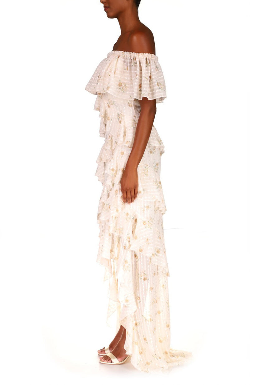 Badgley Mischka EG9007 High Low Floral Print Cocktail Dress