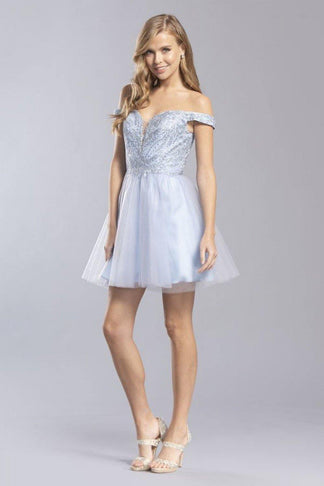 J&J Fashion 4016 Embellished Waist Homecoming Short Dress main image 1