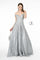 Embellished Mesh A-Line Long Prom Dress - The Dress Outlet Elizabeth K