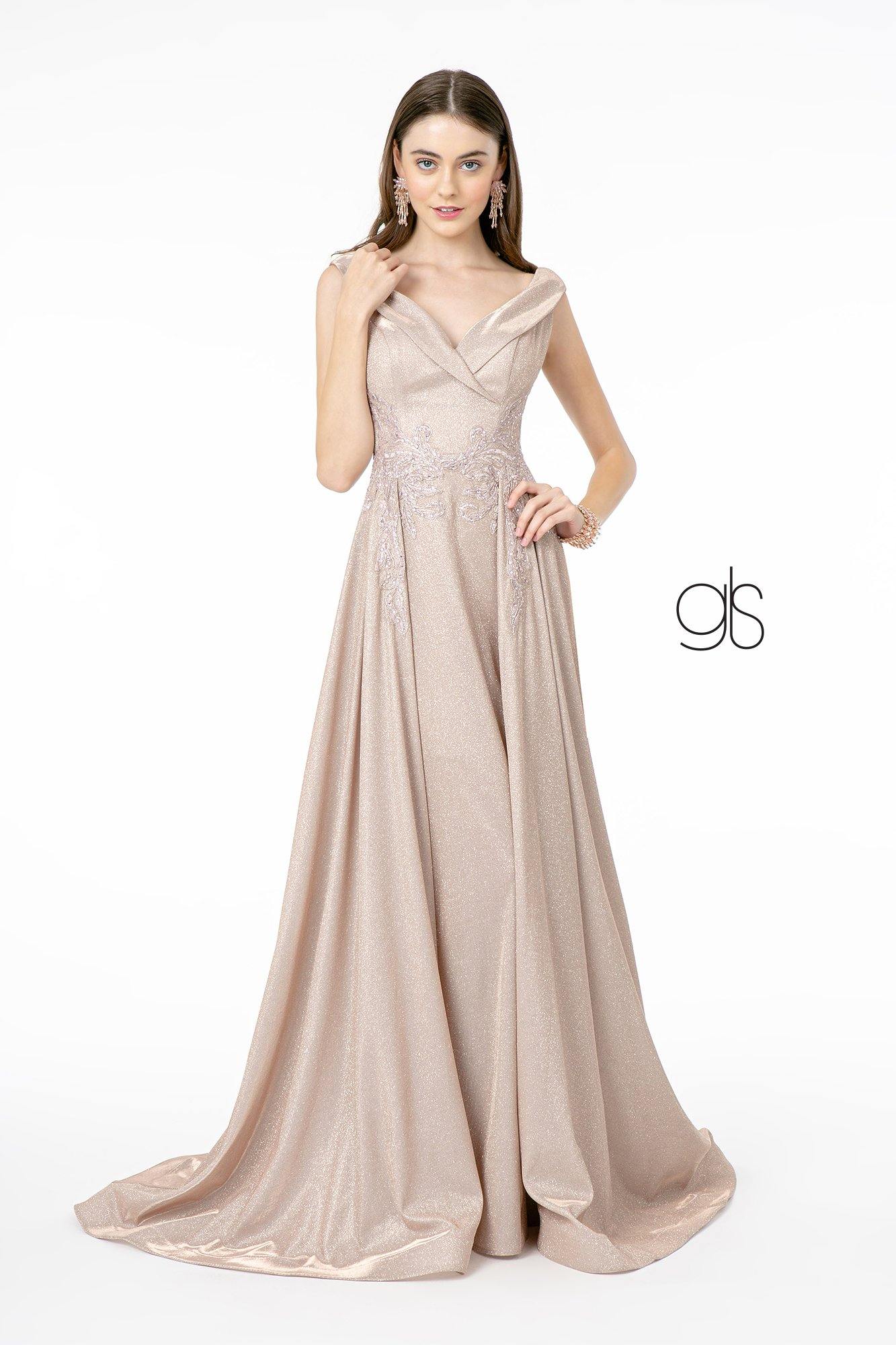 Embroidered A-Line Long Prom Dress