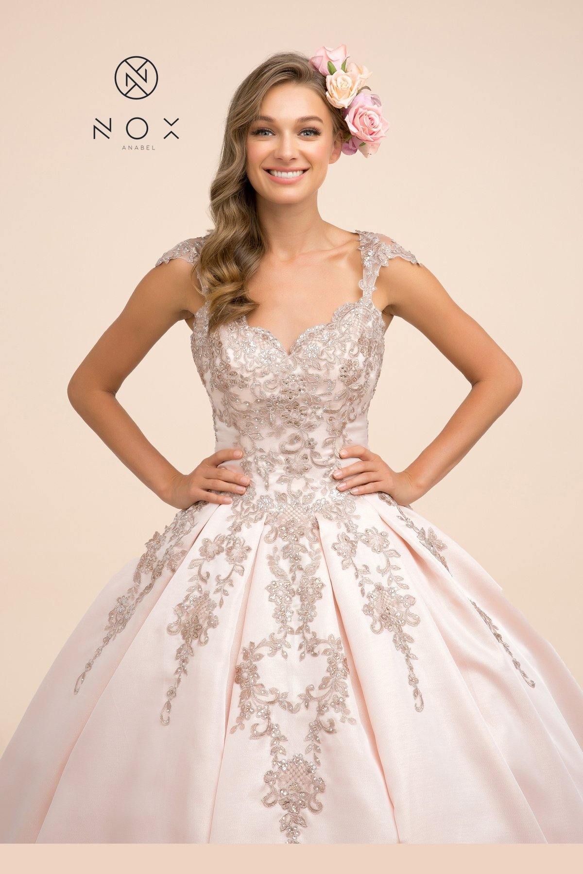 Embroidered Ball Gown Long Prom Dress