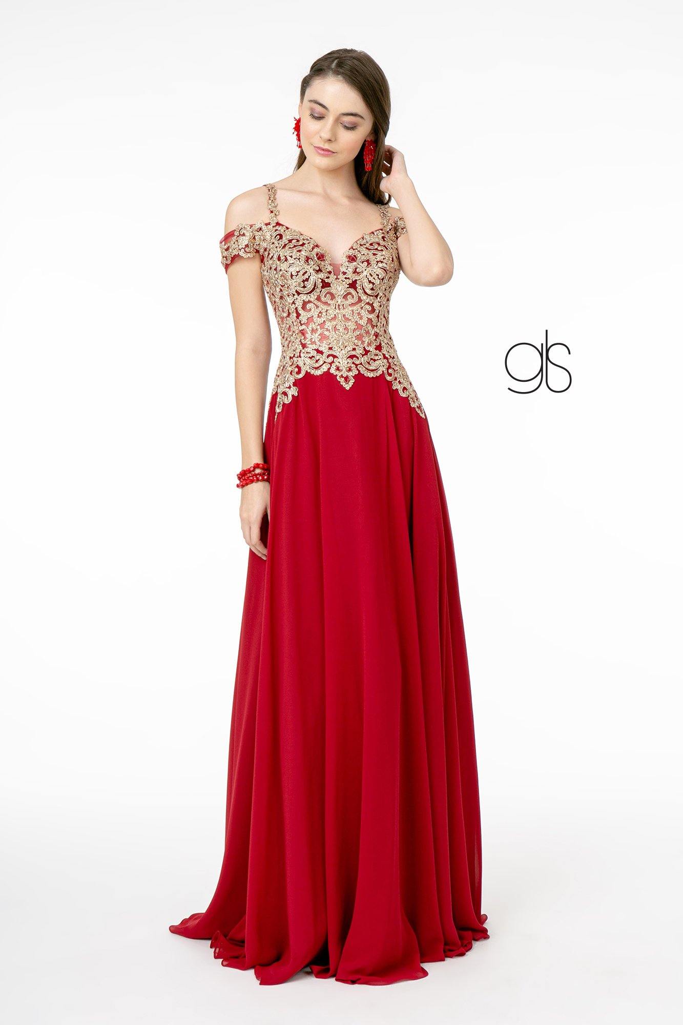 Embroidered Bodice A-Line Long Prom Dress | The Dress Outlet Embroidered Bodice A-Line Long Prom Dress | The Dress Outlet