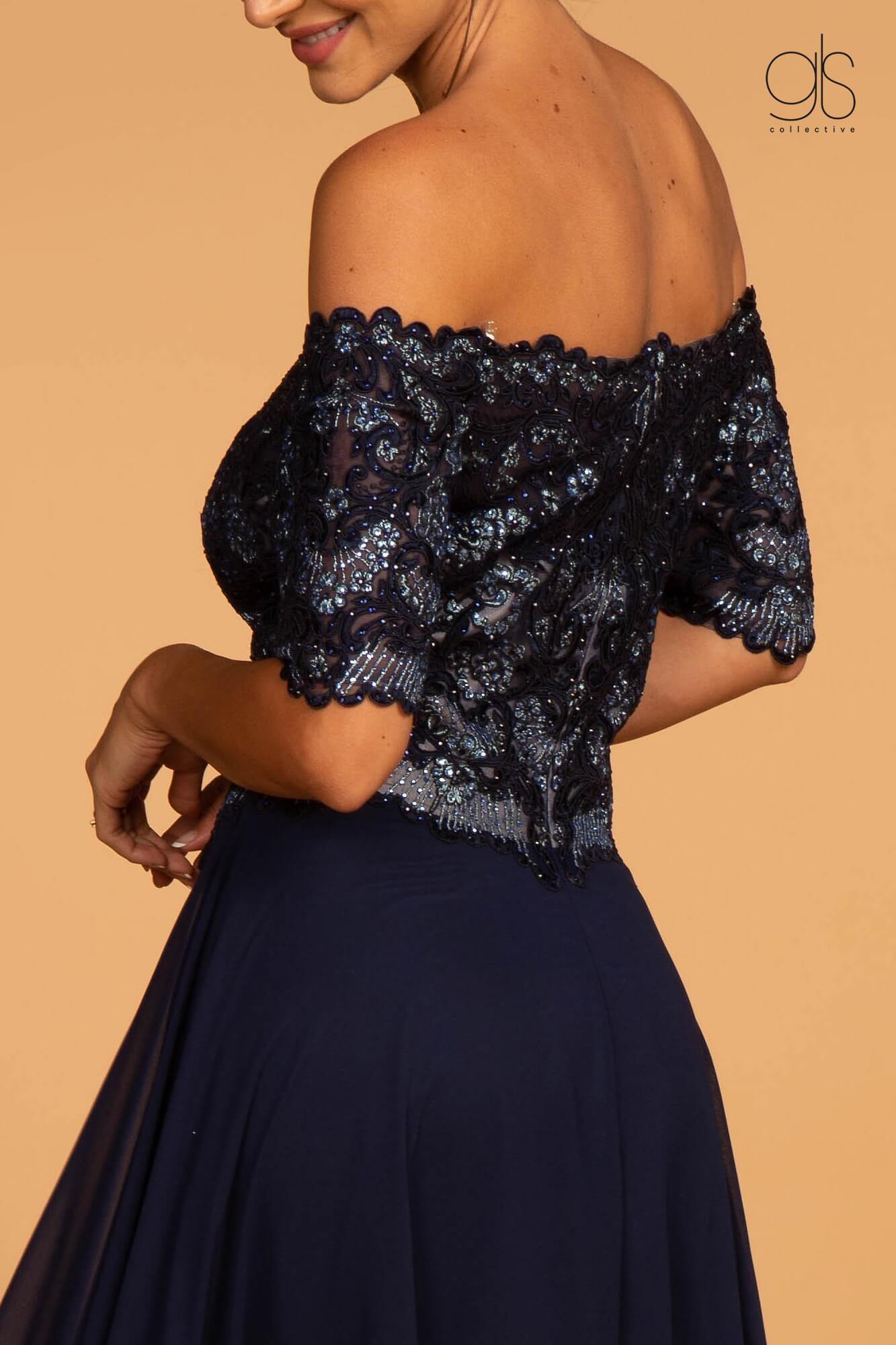 Embroidered Bodice Prom Long Dress