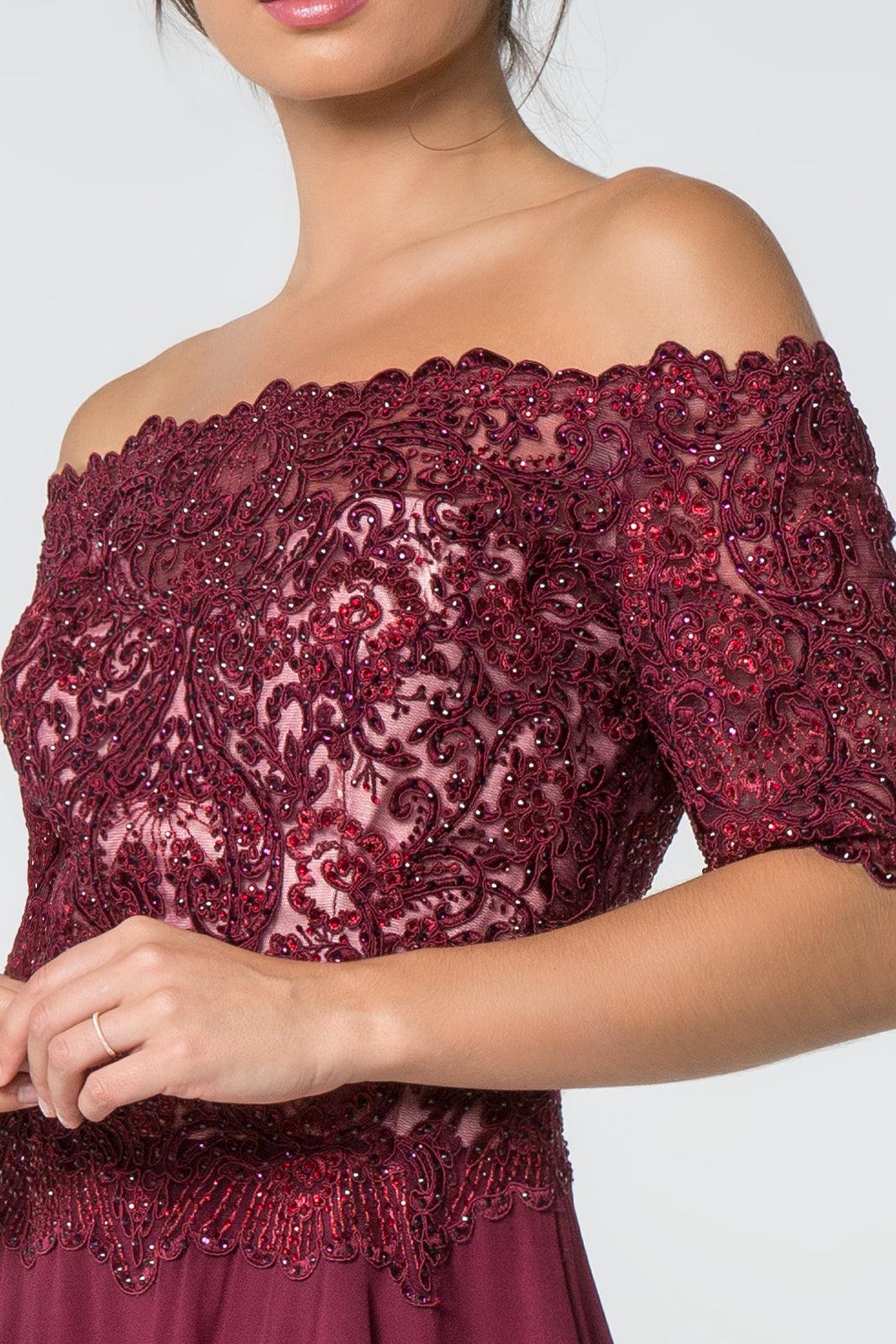 Embroidered Bodice Prom Long Dress