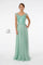 Embroidered Bodice V-Neck Long Formal Dress - The Dress Outlet Elizabeth K